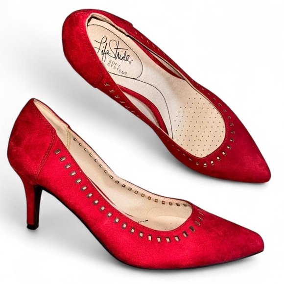 Life Stride Womens Red Pointy Toes Pumps Heels size 7.5 - Picture 1 of 8